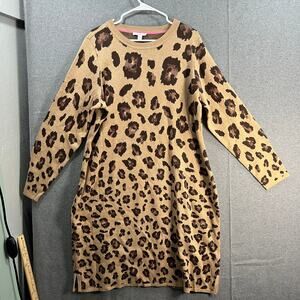 Isaac Mizrahi Live! Regular Jacquard Sweater Dress Leopard Size X-Large